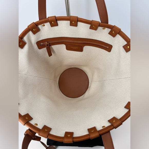 Saint Laurent Beatrix Panier Cut Out Tote Canvas with Leather New +dustbag *read - Picture 8 of 16